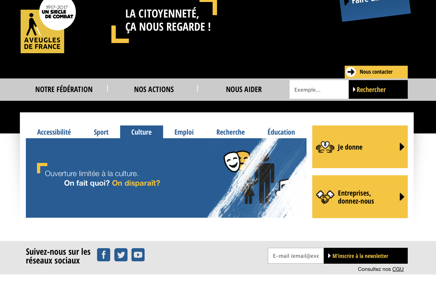 Site internet de la Fédération des Aveugles de France