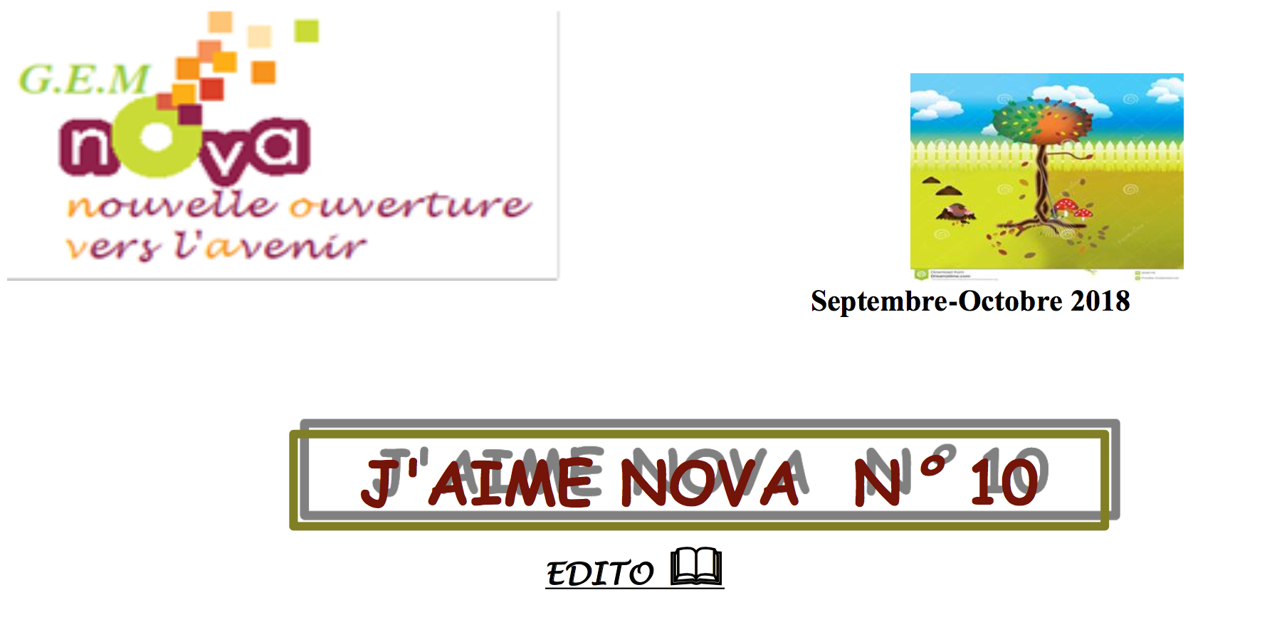 couverture du bulletin d'information de l'association GEM NOVA pour les mois de septembre et octobre 2018